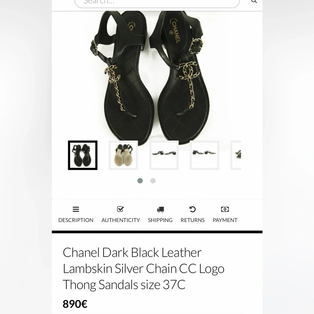 RARE BLUE ❤️CHANEL LOGO Sandals GOLD Chain Accent